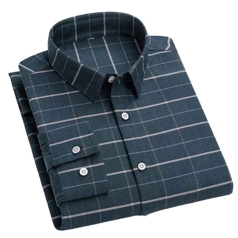 Men’s Stylish Checkered Office Shirt – Long Sleeve
