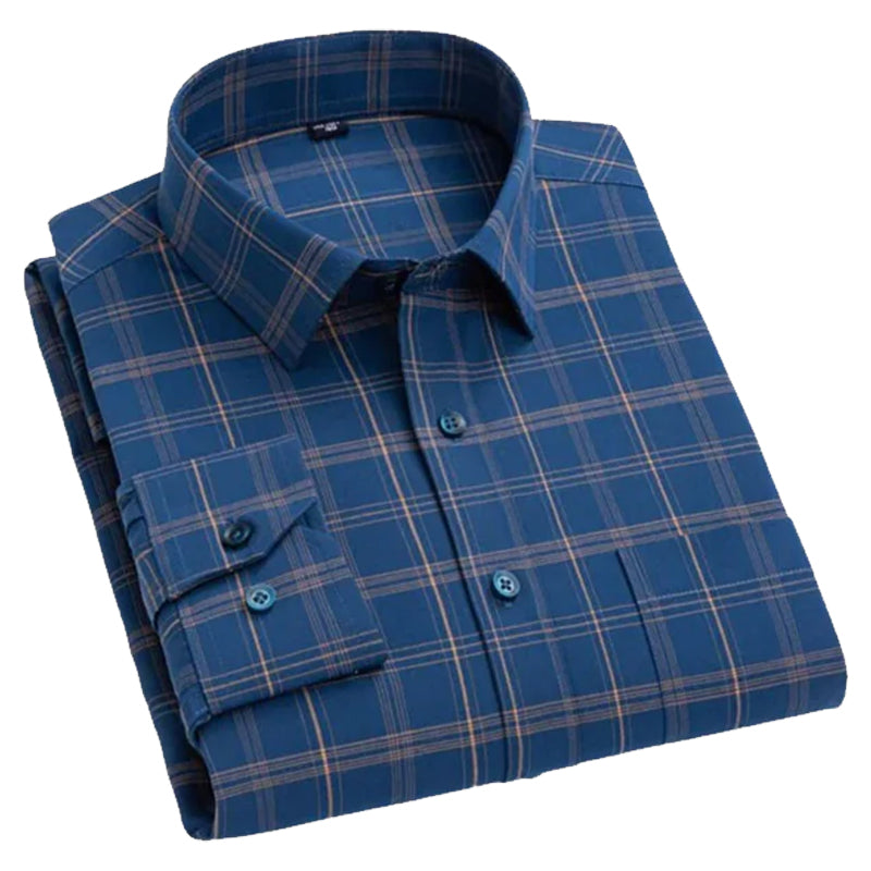 Men’s Formal Grid Check Shirt – Classic Business Look