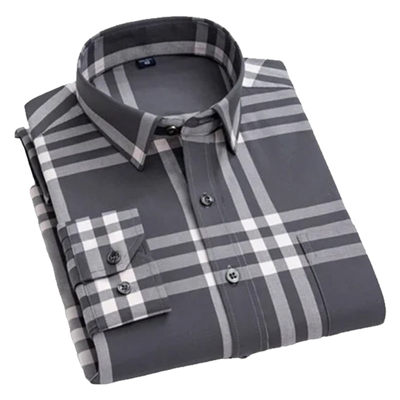 Men’s Regular Fit Cotton Blend Checkered Office Shirt