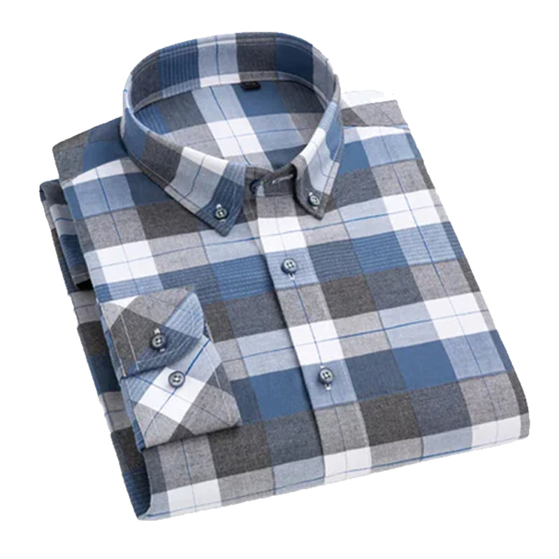 Men’s Classic Plaid Check Formal Shirt – Business Casual Wear