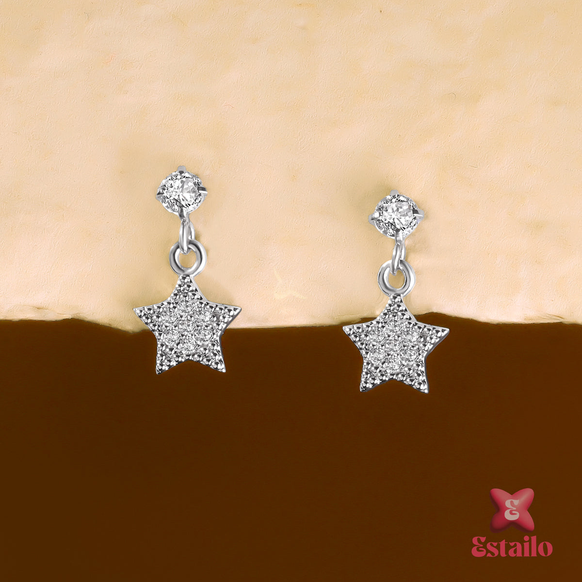 Zircon Star Drops Earcuff Earring (Pair)